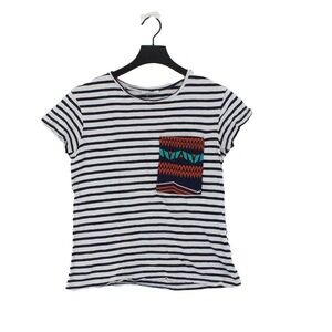 Zara Black & White Striped Short Sleeve Shirt - Size Small